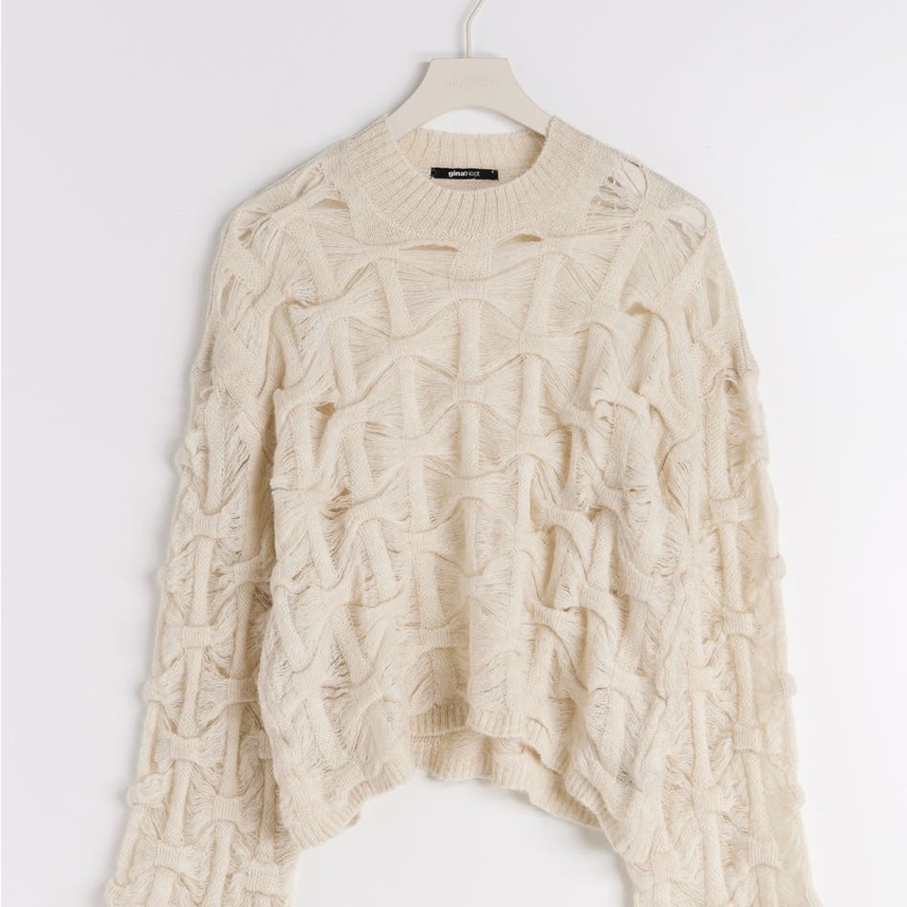 Gina Tricot Alpaca Cozy Open-Knit Cream Sweater Women’s XS